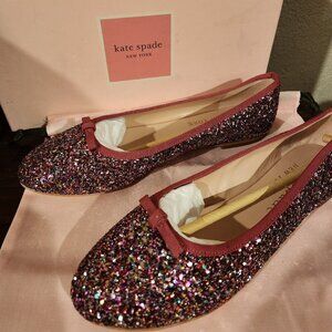 Kate Spade Clover Glitter Ballet Flats Size 9.5 NIB